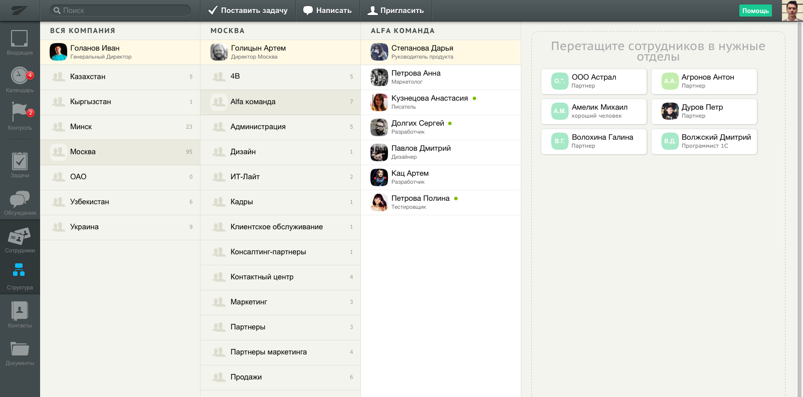 The organizational structure of the company